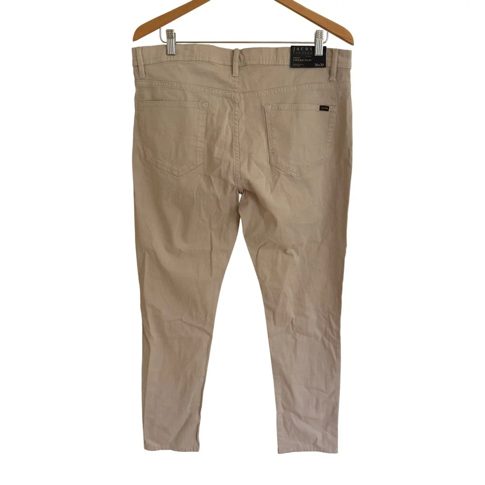 New Jachs New York Mens Slim‎ Fit 5-Pocket Pants Stone Beige 36x30 J23A-129 NWT
